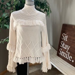{Gianni Bini} Sweater w/ Fringe & Bell Sleeves